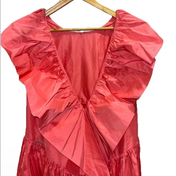 ROKSANDA Alessia dress ruffle coral peach salmon UK 6 US 2 oversize tiered NWT